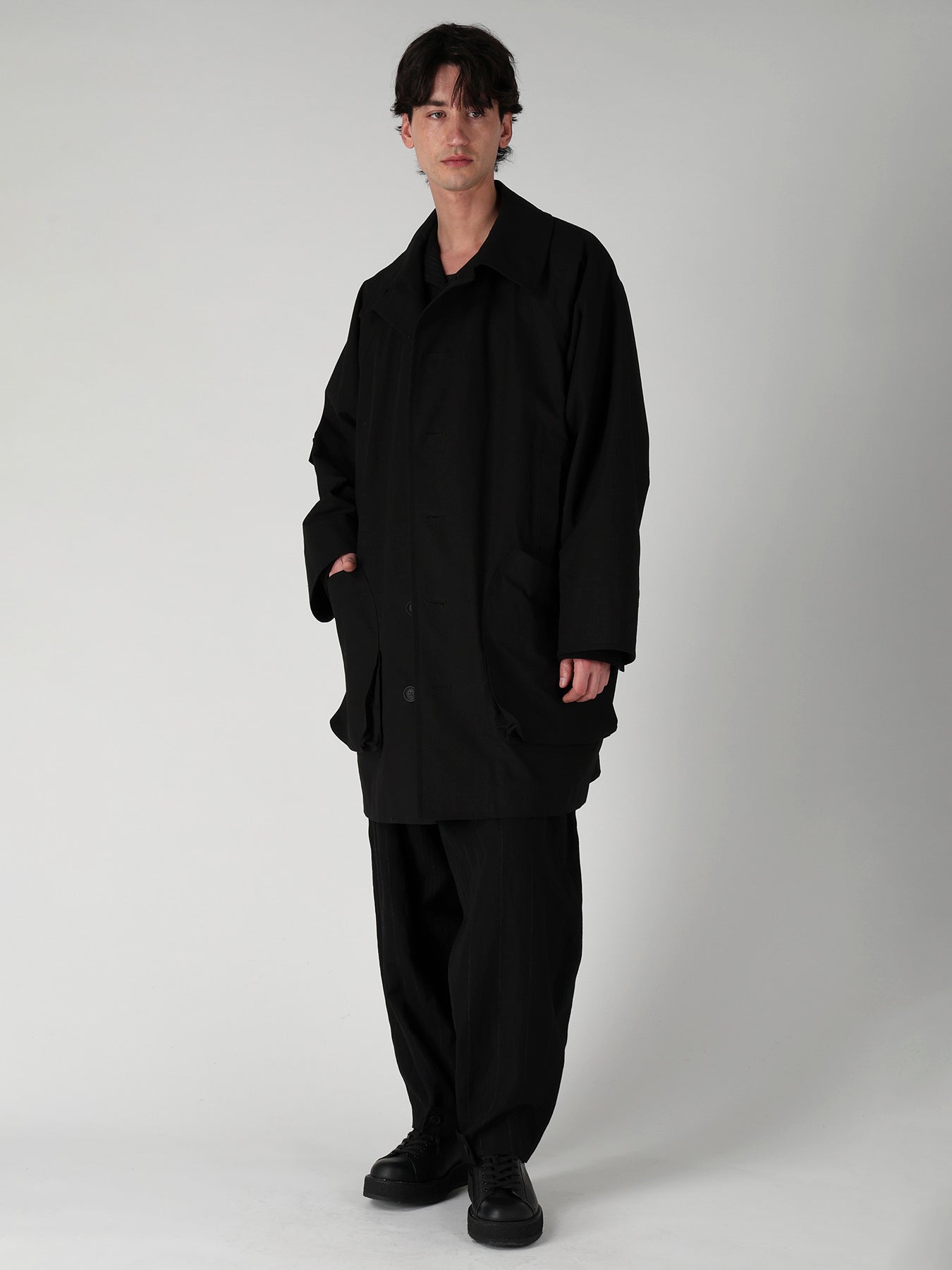 RANDOM STRIPE HEM TAB WIDE TUCK PANTS