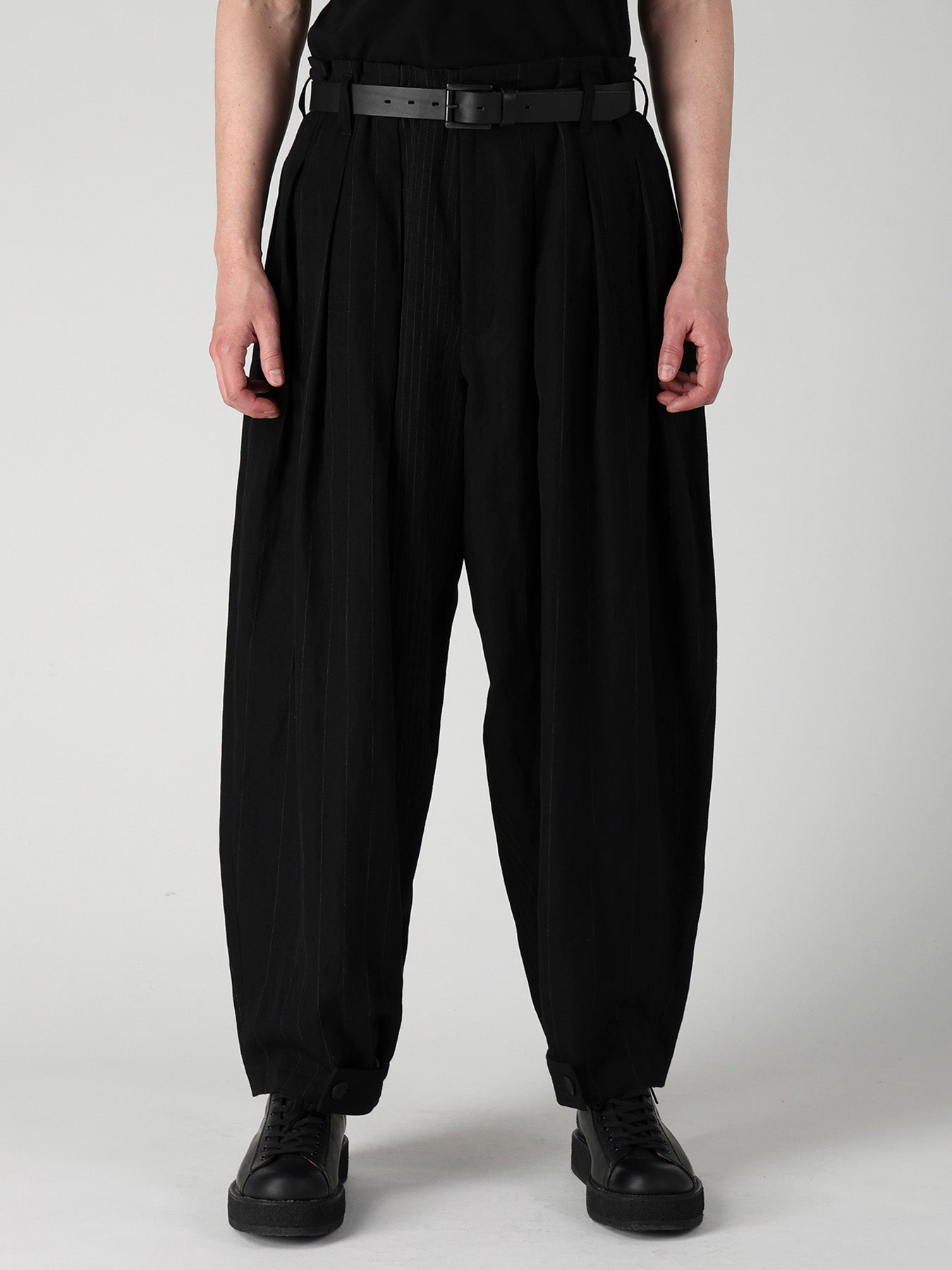 ＊yamaページ①＊ RANDOM STRIPE HEM TAB WIDE TUCK PANTS – THE SHOP YOHJI YAMAMOTO