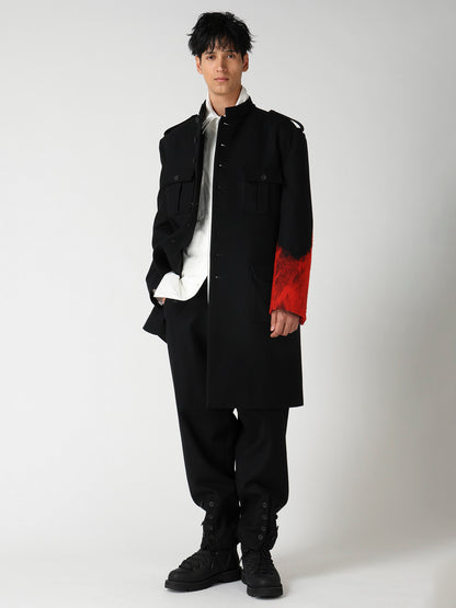 NEEDLE PUNCHED FLANNEL HEM SLIT BUTTON PANTS