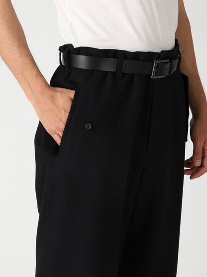 NEEDLE PUNCHED FLANNEL HEM SLIT BUTTON PANTS
