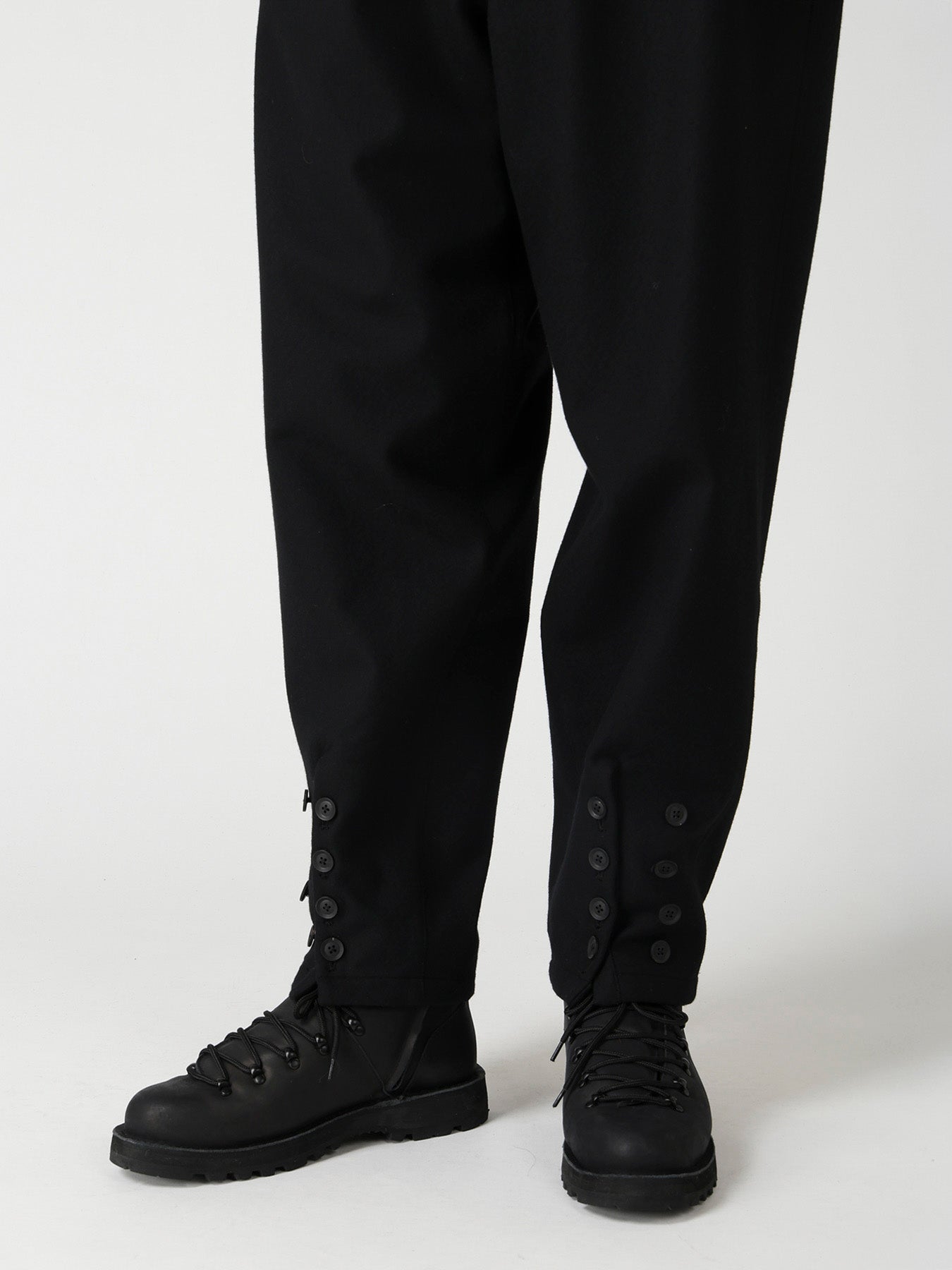 NEEDLE PUNCHED FLANNEL HEM SLIT BUTTON PANTS – THE SHOP YOHJI YAMAMOTO