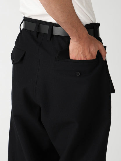 NEEDLE PUNCHED FLANNEL HEM SLIT BUTTON PANTS