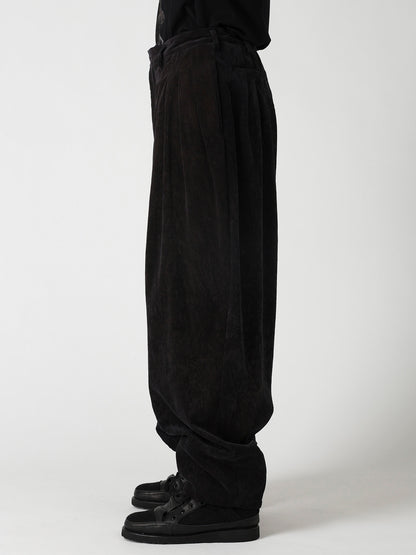 C/RY CORDUROY PIGMENT WASHED 20TUCKS HEM PANTS