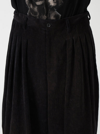 C/RY CORDUROY PIGMENT WASHED 20TUCKS HEM PANTS