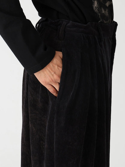 C/RY CORDUROY PIGMENT WASHED 20TUCKS HEM PANTS
