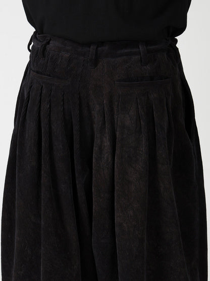 C/RY CORDUROY PIGMENT WASHED 20TUCKS HEM PANTS