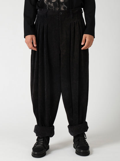 C/RY CORDUROY PIGMENT WASHED 20TUCKS HEM PANTS