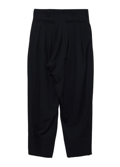 WOOL GABARDINE 16 TUCKS STACKED HEM PANTS