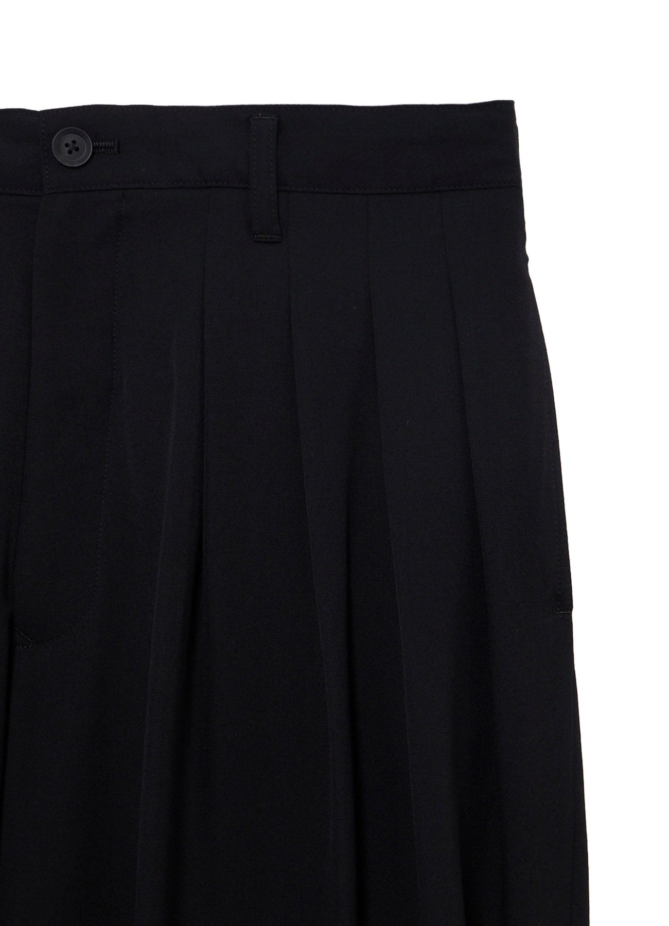 WOOL GABARDINE 16 TUCKS STACKED HEM PANTS