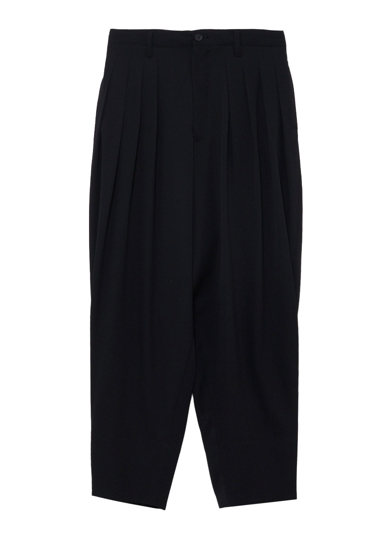 WOOL GABARDINE 16 TUCKS STACKED HEM PANTS