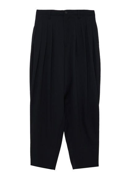 WOOL GABARDINE 16 TUCKS STACKED HEM PANTS