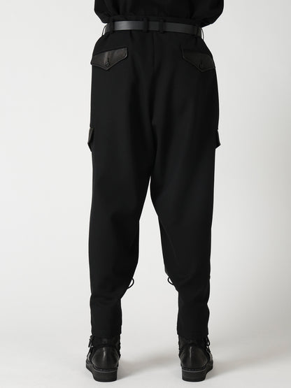 LEATHER ARMY GABARDINE POCKET PANTS