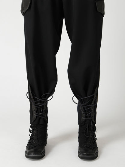 LEATHER ARMY GABARDINE POCKET PANTS