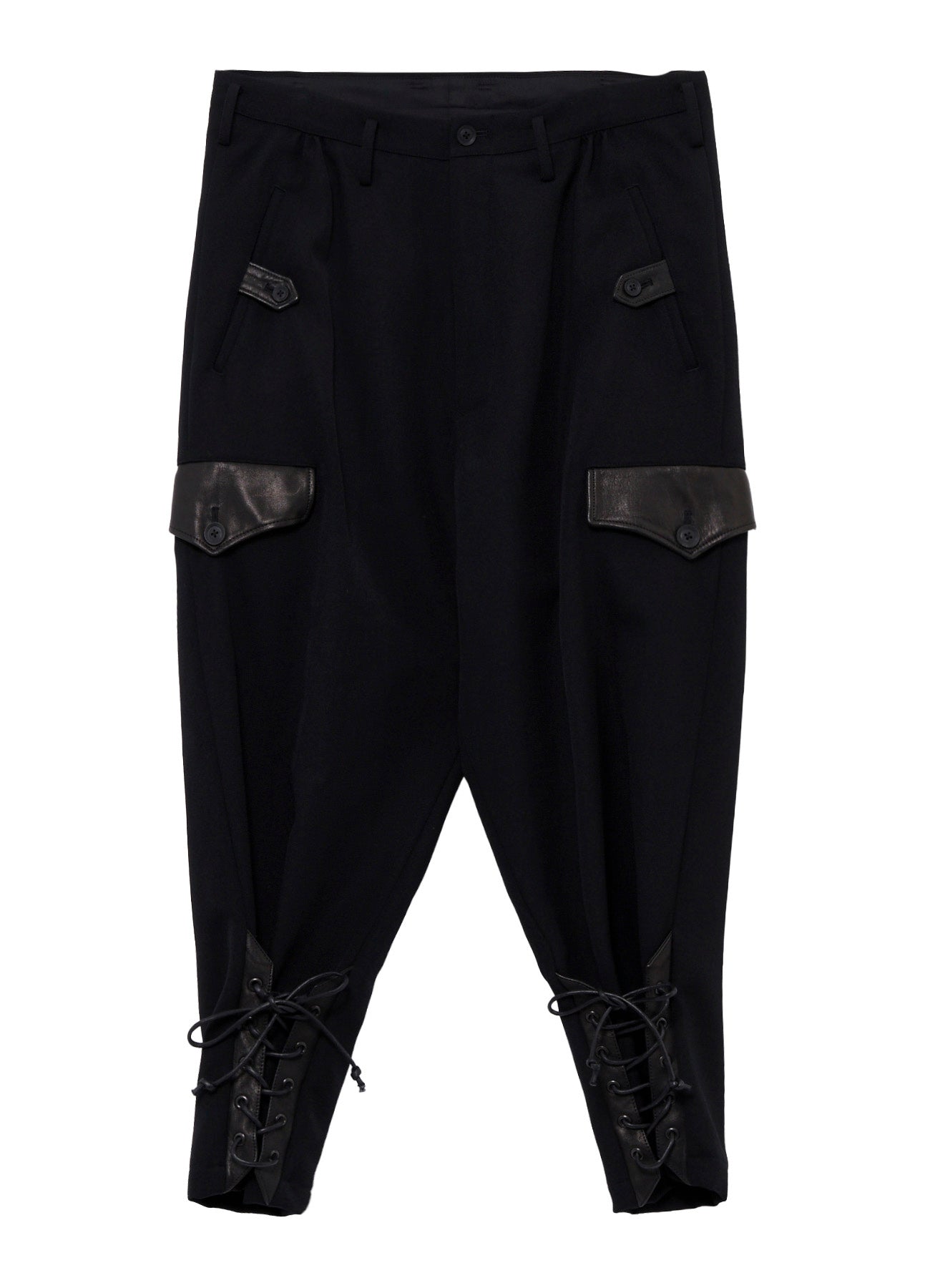 LEATHER ARMY GABARDINE POCKET PANTS