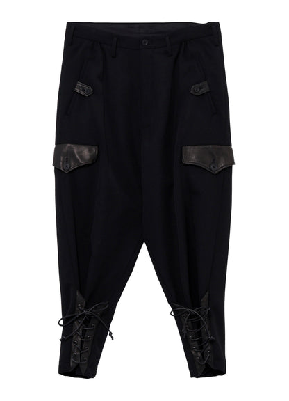 LEATHER ARMY GABARDINE POCKET PANTS