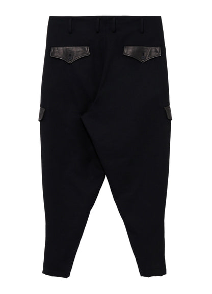 LEATHER ARMY GABARDINE POCKET PANTS