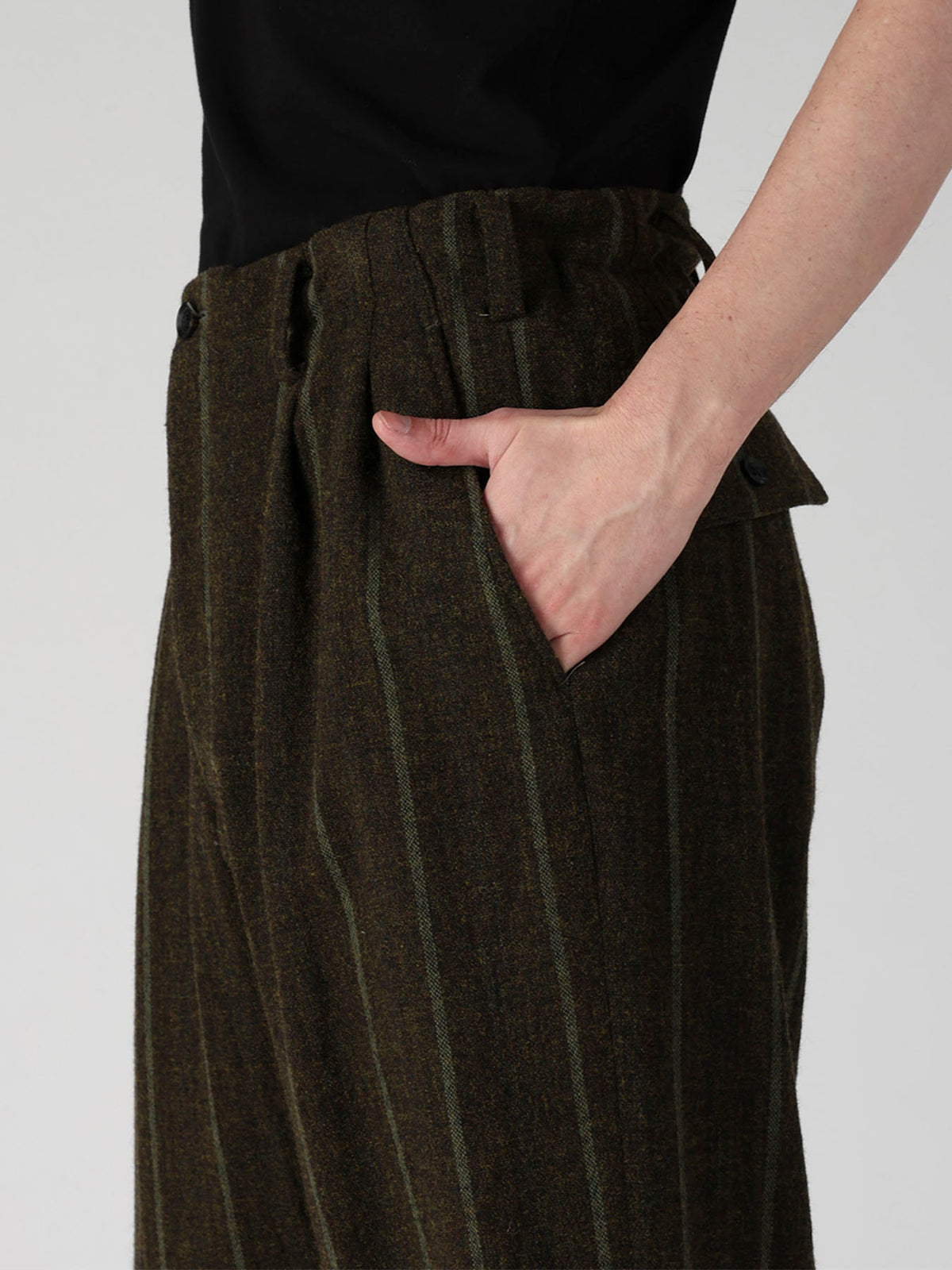 SPUN COLOR STRIPE HEM MACKIN 2 TUCKS PANTS