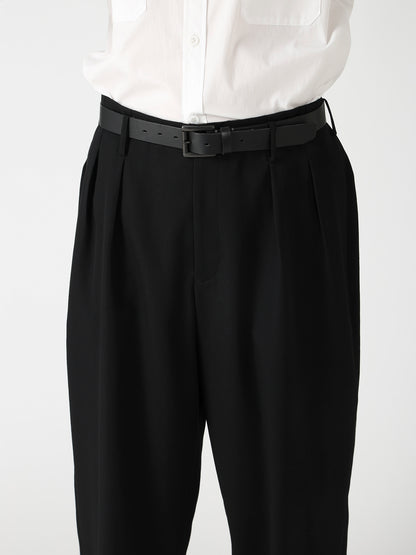 WOOL GABARDINE 2TUCKS SLIM PANTS
