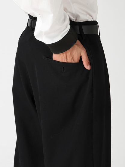 WOOL GABARDINE 2TUCKS SLIM PANTS