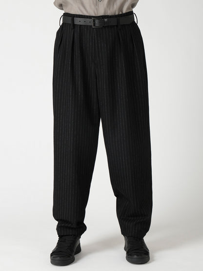 TOP STRIPE FLANNEL 2TUCKS SLIM PANTS