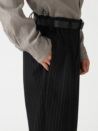 TOP STRIPE FLANNEL 2TUCKS SLIM PANTS