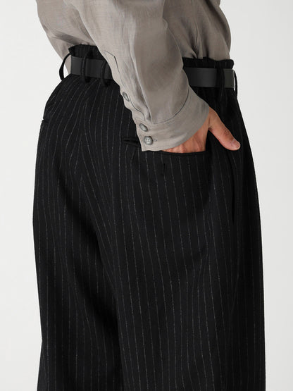 TOP STRIPE FLANNEL 2TUCKS SLIM PANTS