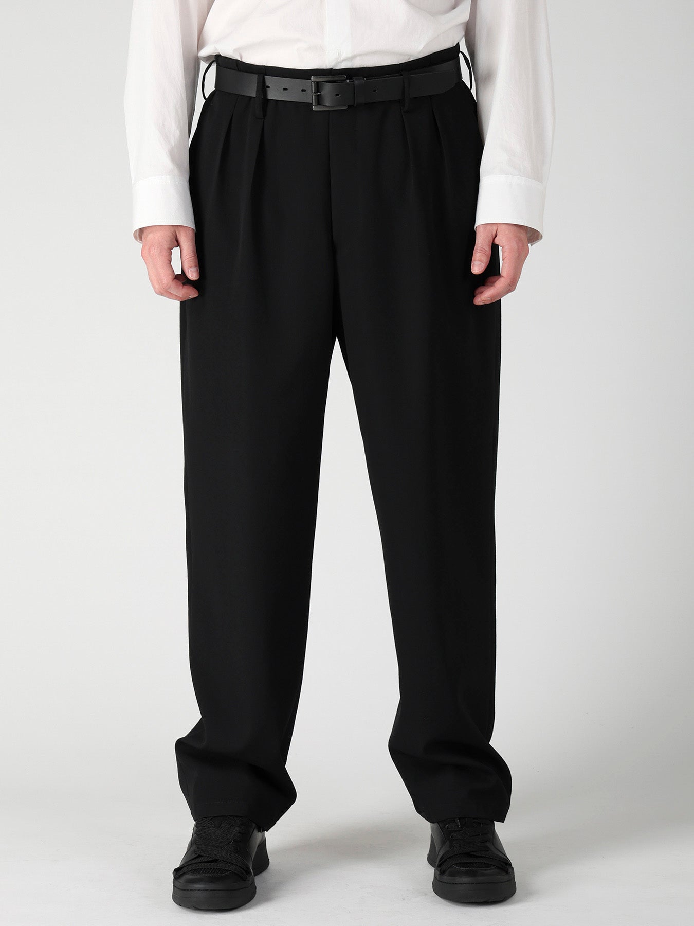 WOOL GABARDINE 2TUCKS SUIT PANTS