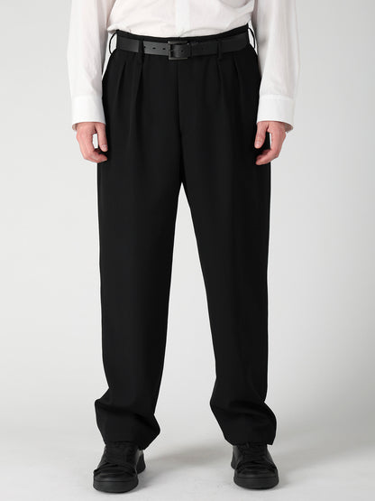 WOOL GABARDINE 2TUCKS SUIT PANTS