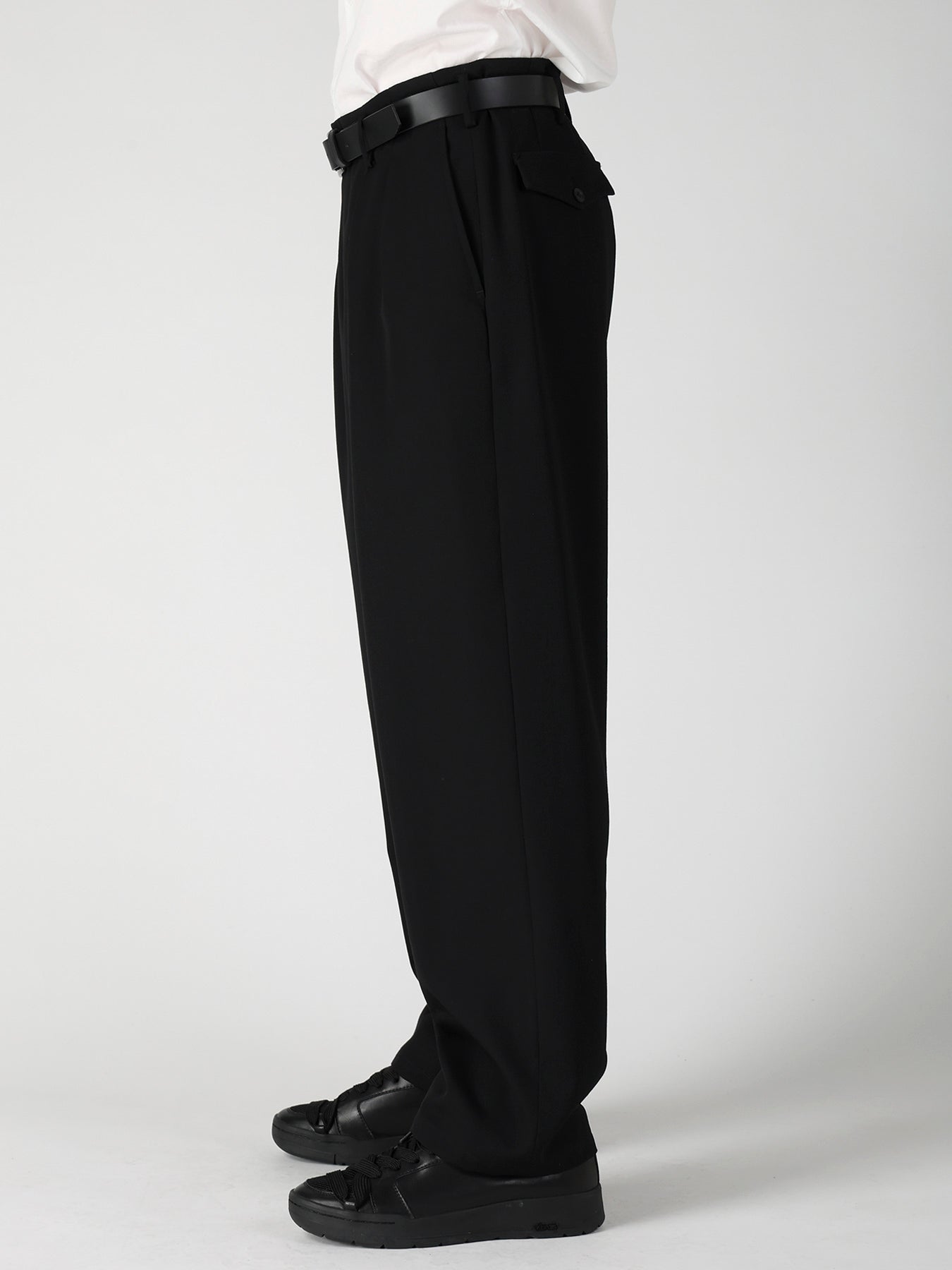 WOOL GABARDINE 2TUCKS SUIT PANTS