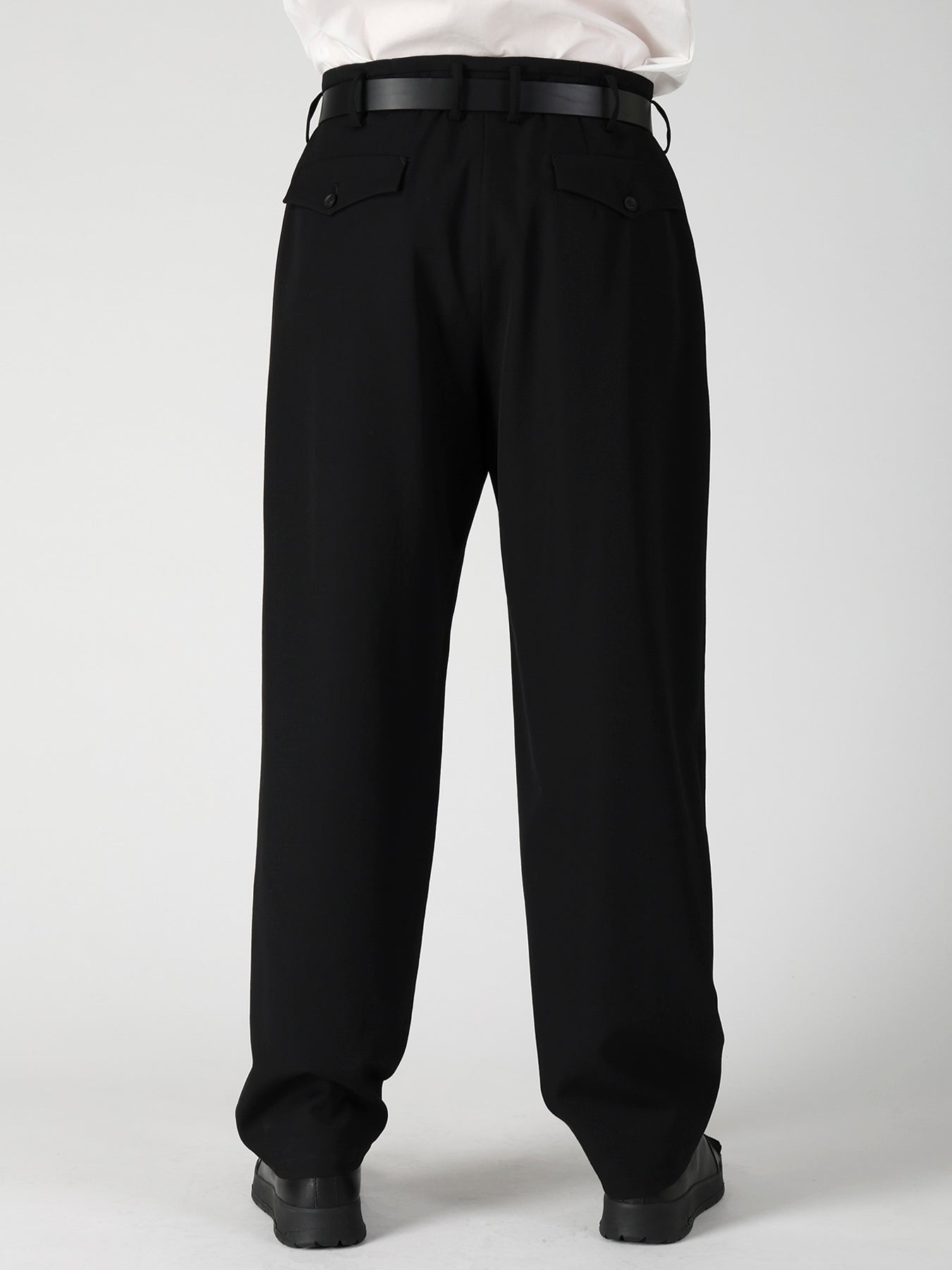 WOOL GABARDINE 2TUCKS SUIT PANTS
