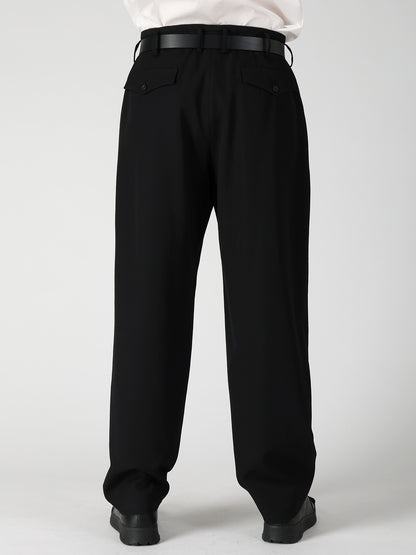 WOOL GABARDINE 2TUCKS SUIT PANTS