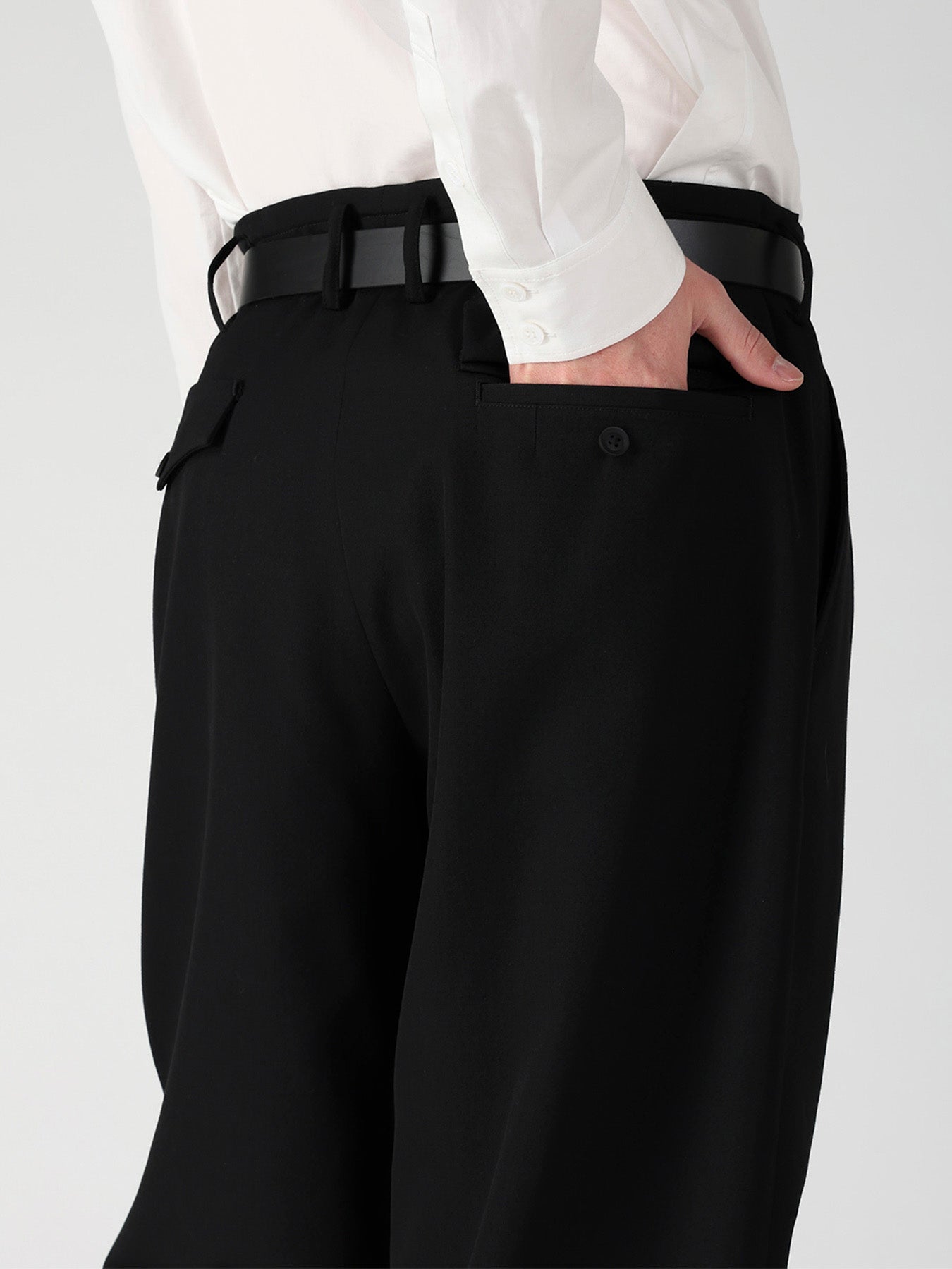WOOL GABARDINE 2TUCKS SUIT PANTS
