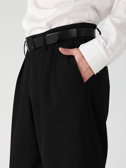 WOOL GABARDINE 2TUCKS SUIT PANTS