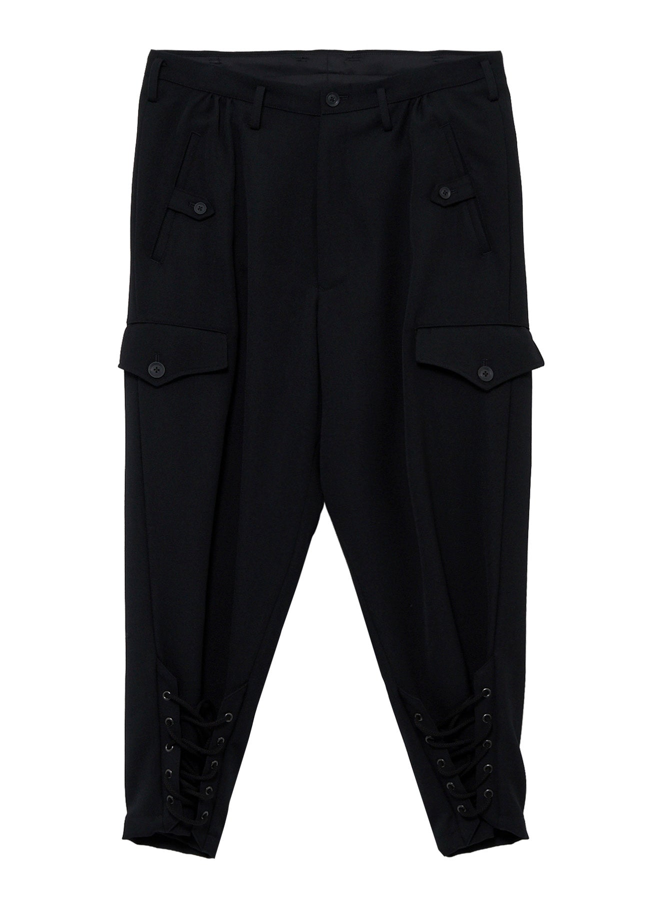 ARMY GABARDINE LACE UP HEM PANTS – THE SHOP YOHJI YAMAMOTO
