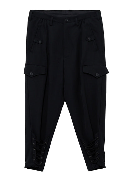 ARMY GABARDINE LACE UP HEM PANTS