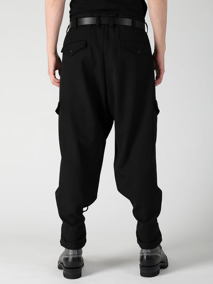 ARMY GABARDINE LACE UP HEM PANTS