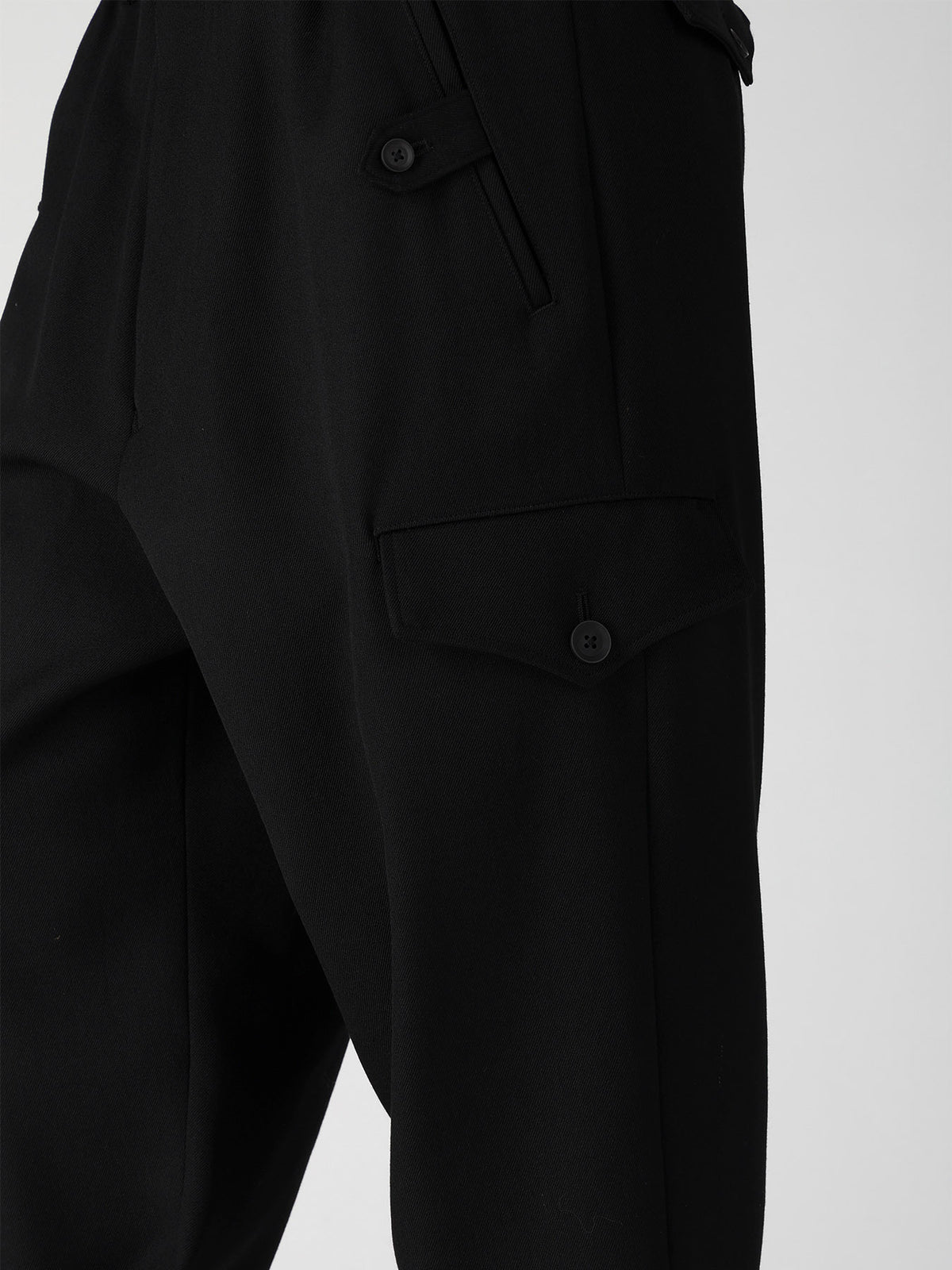 ARMY GABARDINE LACE UP HEM PANTS