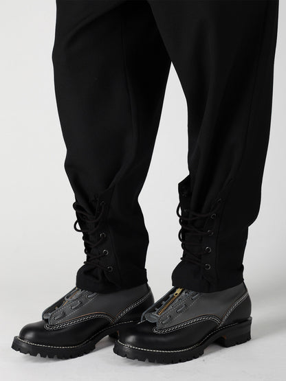 ARMY GABARDINE LACE UP HEM PANTS