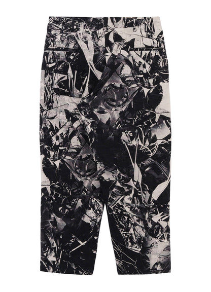 MONOCHROME SCRAP PATTERN PRINTED DRAWSTRING WAIST PANTS