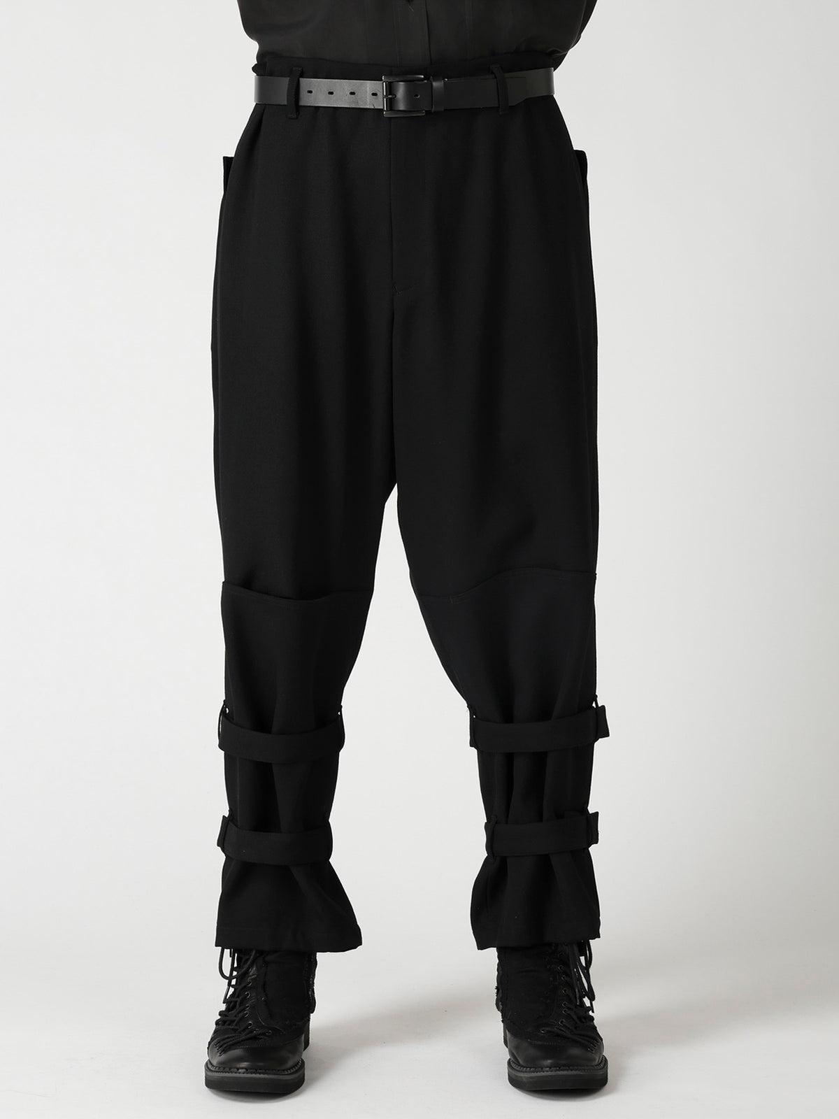 ARMY GABARDINE HEM BELT PANTS