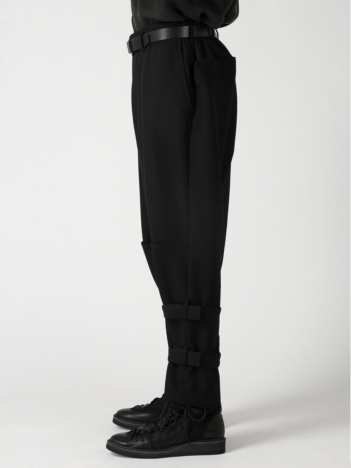 ARMY GABARDINE HEM BELT PANTS