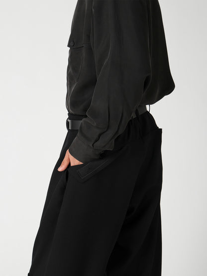 ARMY GABARDINE HEM BELT PANTS