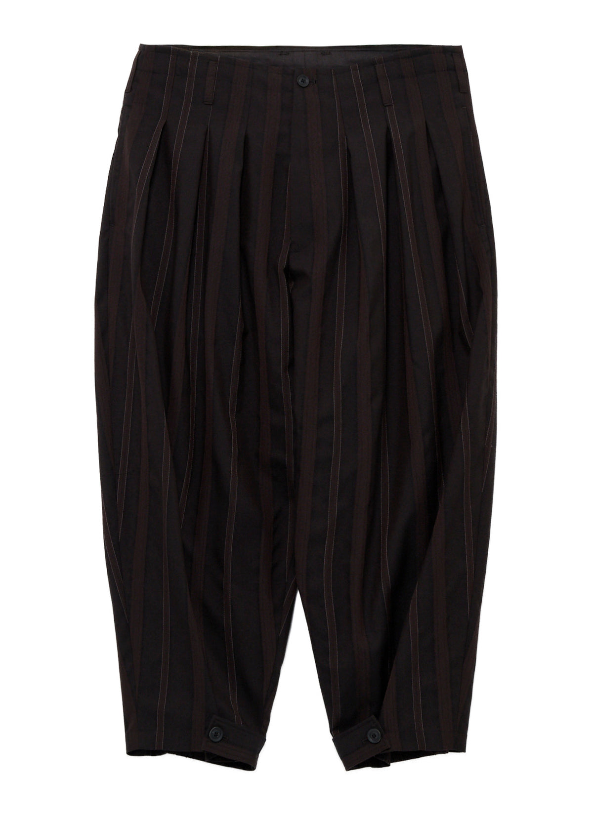WOOL SATIN ST STRIPE WIDE TUCK PANTS