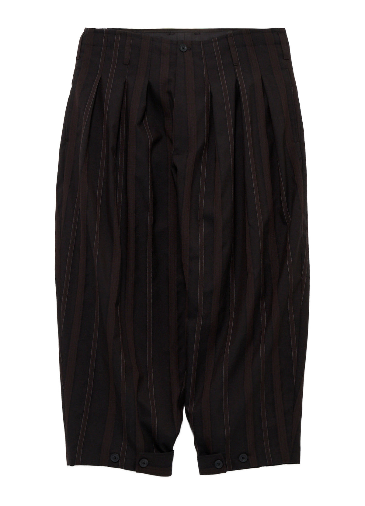 WOOL SATIN ST STRIPE WIDE TUCK PANTS