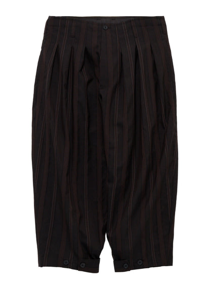 WOOL SATIN ST STRIPE WIDE TUCK PANTS