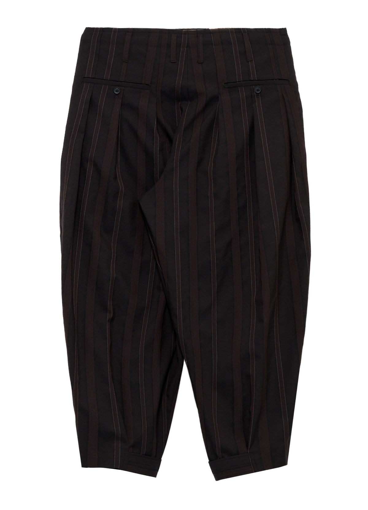 WOOL SATIN ST STRIPE WIDE TUCK PANTS