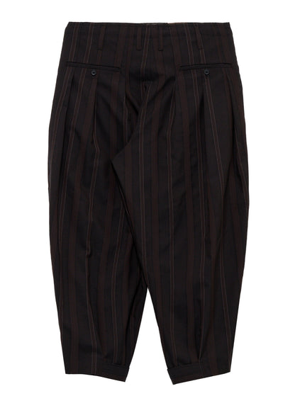 WOOL SATIN ST STRIPE WIDE TUCK PANTS
