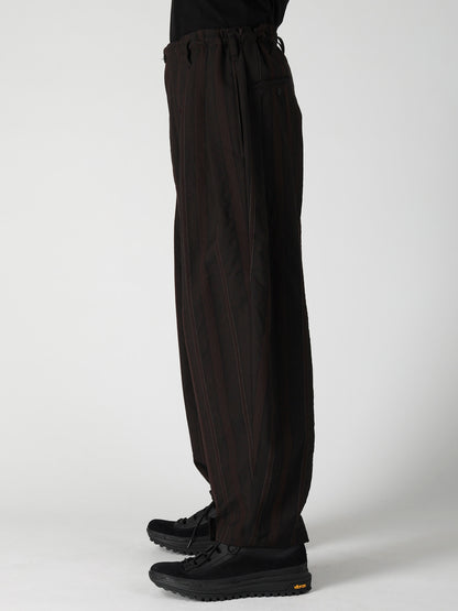 WOOL SATIN ST STRIPE WIDE TUCK PANTS