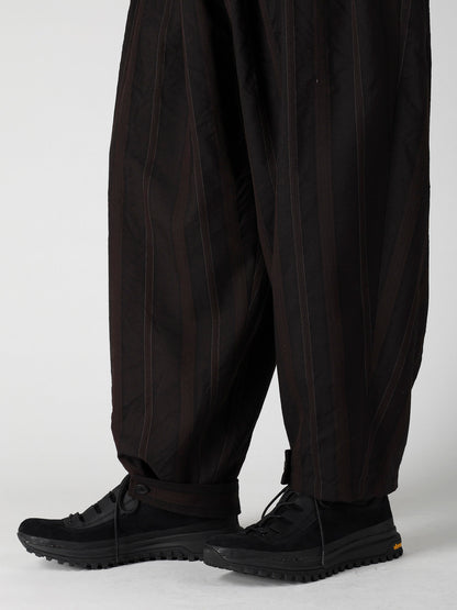 WOOL SATIN ST STRIPE WIDE TUCK PANTS