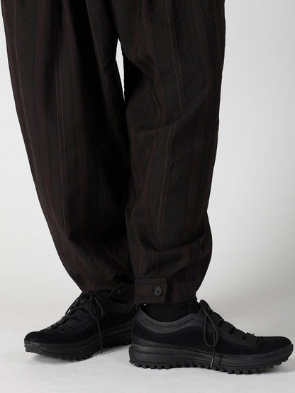 WOOL SATIN ST STRIPE WIDE TUCK PANTS